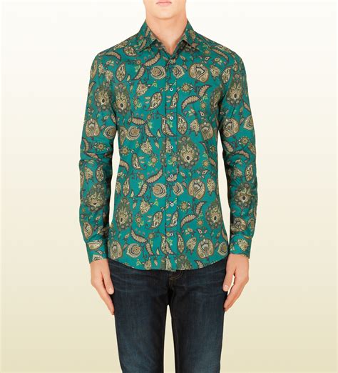 gucci paisley shirt|Paisley print silk shirt in purple and mint green .